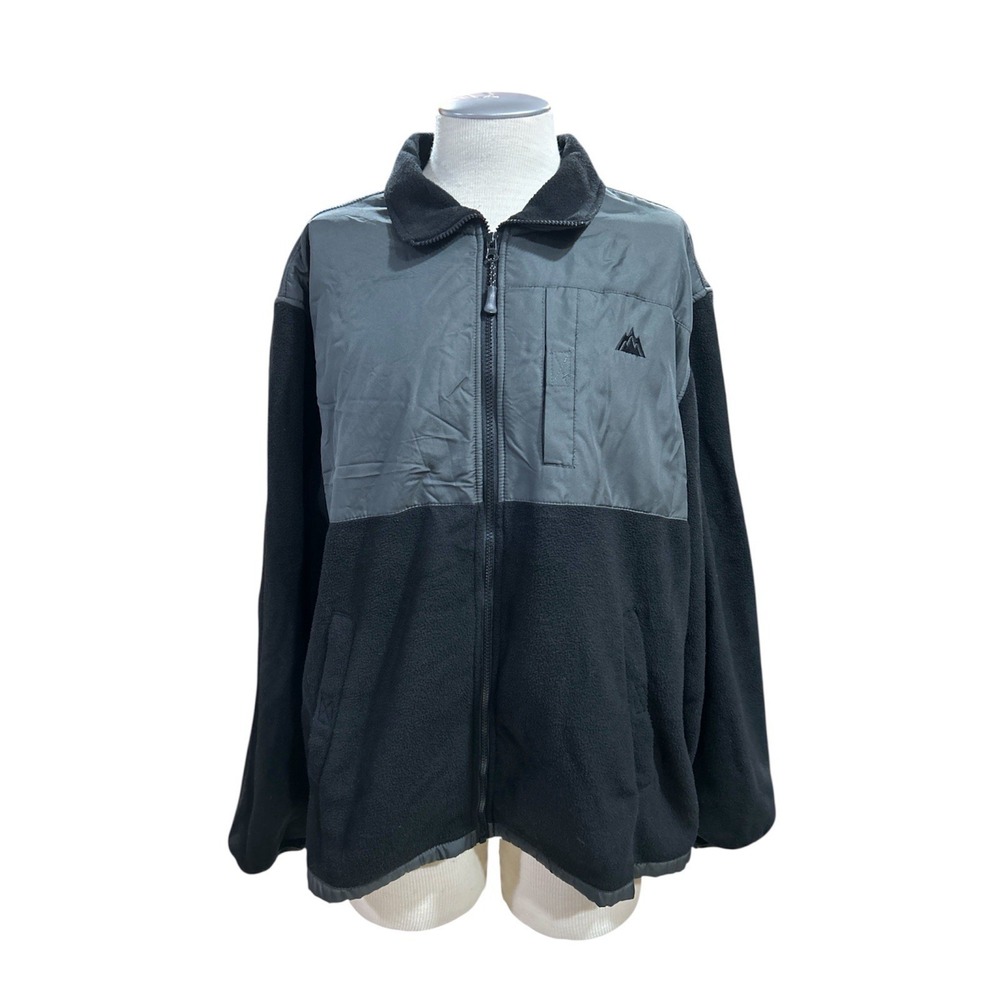 Snozu Mens Jacket Size XL Gray Black Full Zip Fleece Sweater Long Sleeve